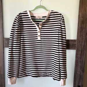 LOFT Striped Top in black and white stripes
